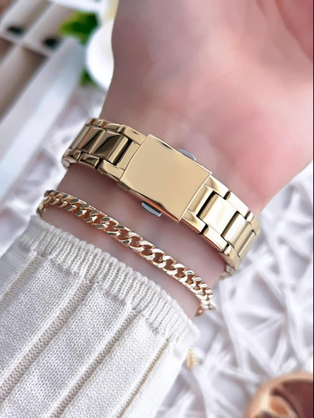 Ferrucci Kadın Kol Saati+Bileklik Özel Seri Çelik Kordon Kararma Renk Atma Yapmaz VS.BLKT.0094 - Resim 3