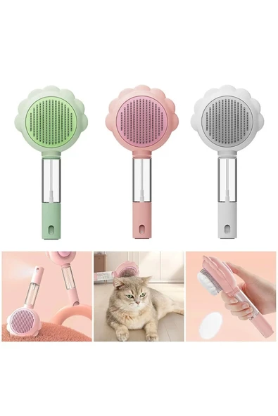 Tilbe Home 2'li Sprey Hazneli Otomatik Temizlenen Kedi Köpek Tüy Toplayıcı Tarak Evcil Pet Hayvan Tüy Fırçası - 3