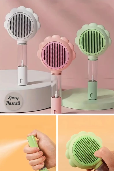 Tilbe Home 2'li Sprey Hazneli Otomatik Temizlenen Kedi Köpek Tüy Toplayıcı Tarak Evcil Pet Hayvan Tüy Fırçası - 6