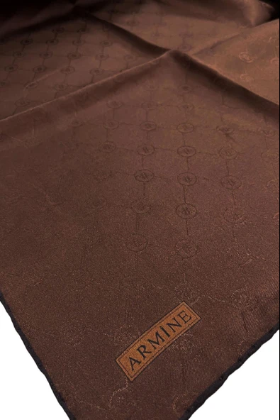 JAKARLI İPEK EŞARP 2000 (J) - MONOGRAM DESENLİ - 732  ACI KAHVE - 2