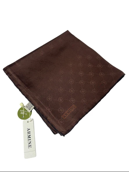 JAKARLI İPEK EŞARP 2000 (J) - MONOGRAM DESENLİ - 732  ACI KAHVE - 3