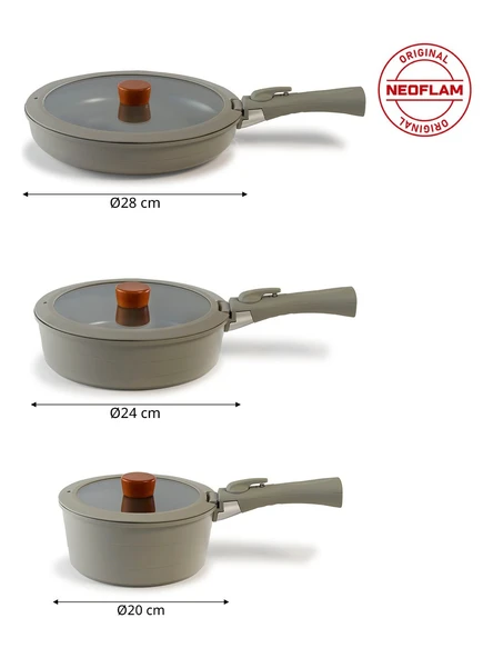 Neoflam Midas Gri Ayrılabilen Saplı İç İçe Geçebilen 9 Parça Tencere Seti - 2