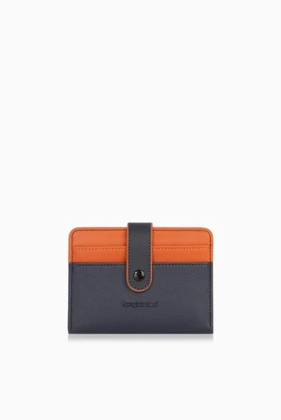 CENGİZ PAKEL Cengiz Pakel Kadın Mini Boy Çıt Çıt Detaylı Cüzdan – 65315 - Lacivert/Kiremit - 6