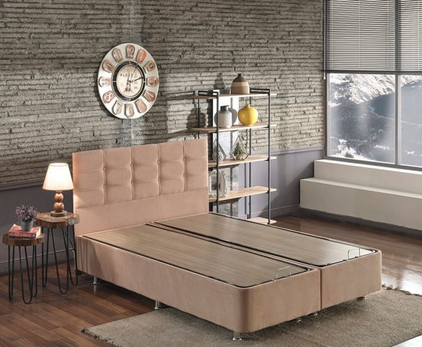 Niron Queen Çift Kişilik Pedli Yatak Baza Başlık Seti 200x200 Ortopedik Yatak Kumaş Baza ve Başlık - 7