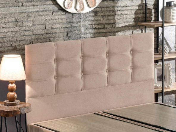 Niron  Polo Çift Kişilik Yatak Başlığı - 200 cm Sütlü Kahve Kumaş Başlık - 2