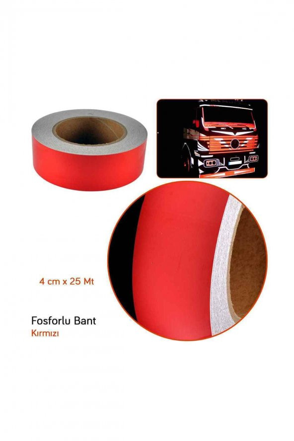 Fosforlu Bant 4 Cm X 25 Mt Kırmızı - 2