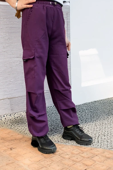 Kız Çocuk Kargo Cepli Paraşüt Pantolon 12158 - Resim 2