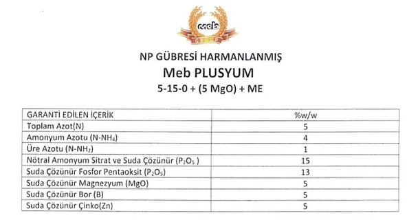 Mebor Plusyum 5 Kg - 5-5-0+(5MgO)+5B+5Zn NPK Gübresi - 3