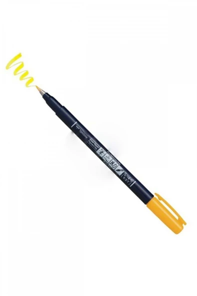 Tombow Fudenosuke Brush Pen Fırça Uçlu Kalem Sert Uç - Sarı