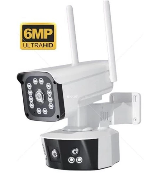 Wifi Gece Görüşlü PTZ ip Güvenlik Kamerası Okam-3032 6 Mp Dual Lens Kamera