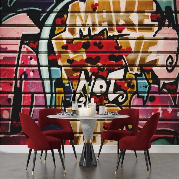Grafitti Kalp Not Temalı Duvar Kağıdı - Resim 5