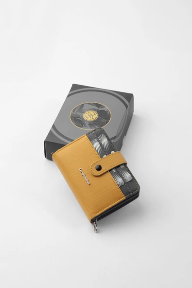 CENGİZ PAKEL Cengiz Pakel Kadın Mini Boy Çıt Çıt Detaylı Cüzdan – 65315M - Hardal/Gri - 2