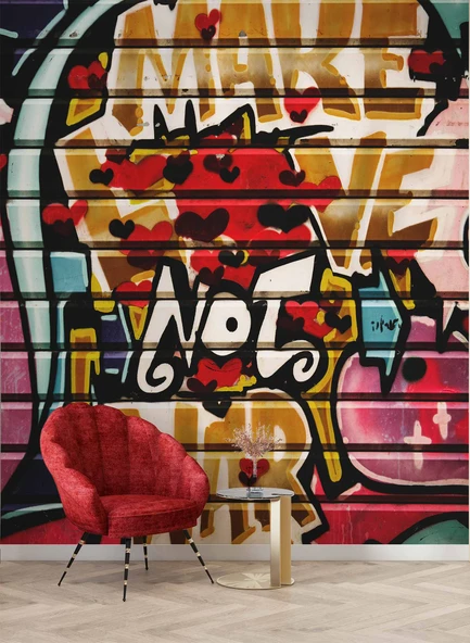 Grafitti Kalp Not Temalı Duvar Kağıdı - Resim 6