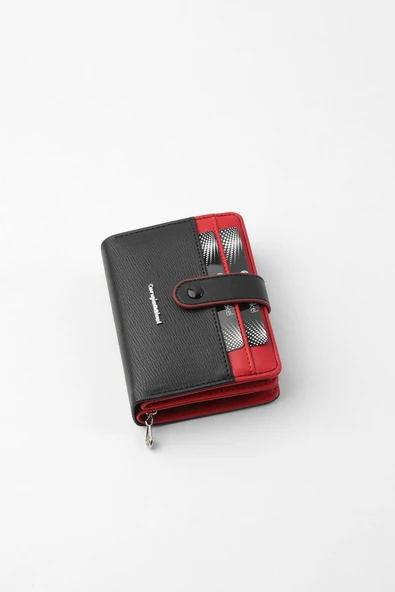 CENGİZ PAKEL Cengiz Pakel Kadın Mini Boy Çıt Çıt Detaylı Cüzdan – 65315M - Siyah/Kırmızı - 5