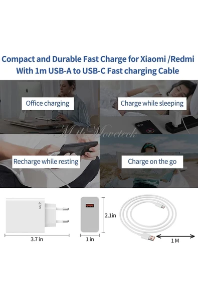 Xiaomi Redmi Note 12 Pro Plus 67 Wolt Orjinal Turbo Şarj Aleti Cihazı Kablo Adaptör 2in1 Set Type-c - 5