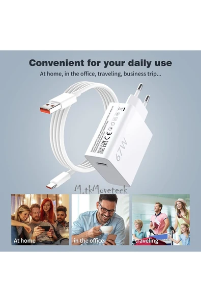 Redmi 13c 67 Wolt Turbo Hızlı Şarj Aleti Cihazı Kablo Adaptör 2'Li Set Type-C To Usb - 4