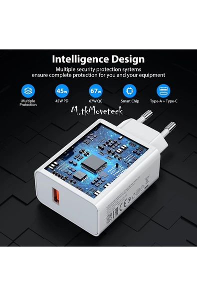 Redmi 13c 67 Wolt Turbo Hızlı Şarj Aleti Cihazı Kablo Adaptör 2'Li Set Type-C To Usb - 5