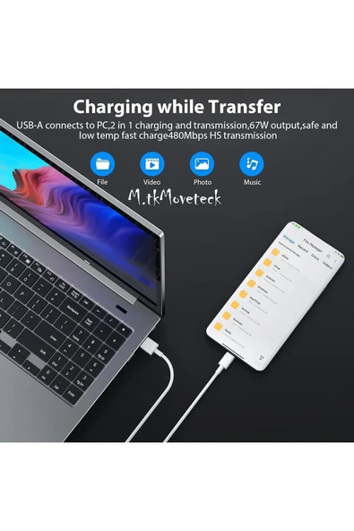 Redmi 13c 67 Wolt Turbo Hızlı Şarj Aleti Cihazı Kablo Adaptör 2'Li Set Type-C To Usb - 3