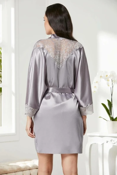 Pierre Cardin Saten Dantelli Gecelik Sabahlık Takım 4280 Royal - 4