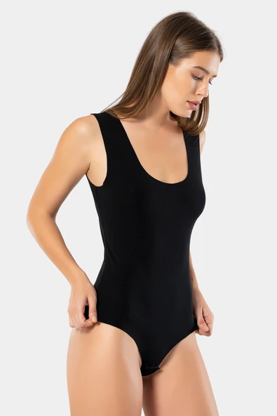 Türen Kadın Lazer Kesim Pamuklu Çıtçıtlı Body 905/Siyah - 6