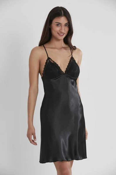 Pierre Cardin Siyah Sütyen Kaplı Sabahlık Gecelik Set 4250 Siyah - 5