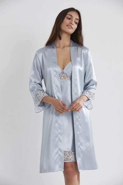 Pierre Cardin 2li Balensiz Kaplı Gecelik Sabahlık 4075 mist - 6