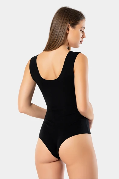Türen Kadın Lazer Kesim Pamuklu Çıtçıtlı Body 905/Siyah - 7