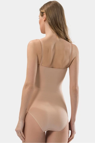 Türen Kadın İp Askılı Pamuklu Agraflı Body 284/Ten - 4