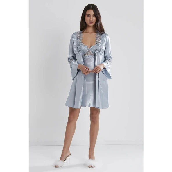 Pierre Cardin 6'lı Kaplı Gecelik Sabahlık Set 6325 Mist