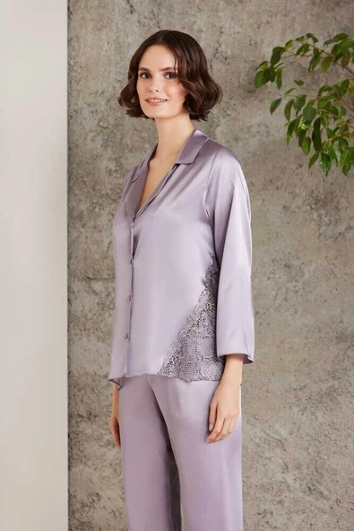 Pierre Cardin Saten Gecelik Sabahlık Pijama Şort Takım 6'lı Gelin Seti 6000 Royal - 6