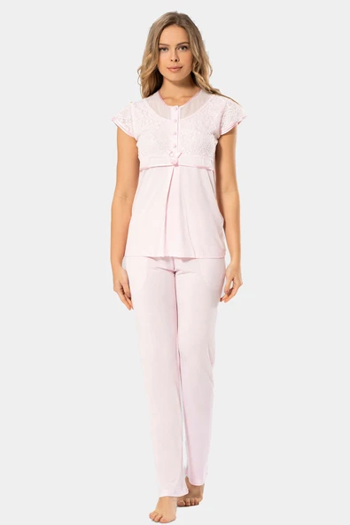 Dantelli Pijama Takımı 3199/Pembe - 8