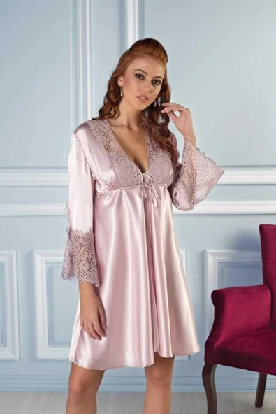 Pierre Cardin 6'lı Pudra Kaplı Midi Gecelik Sabahlık Set 6625