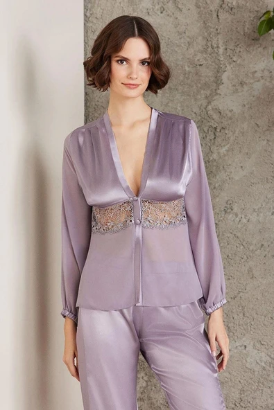 Pierre Cardin Saten Gecelik Sabahlık Pijama Şort 6'lı Gelin Çeyiz Seti Royal 6005 - 6