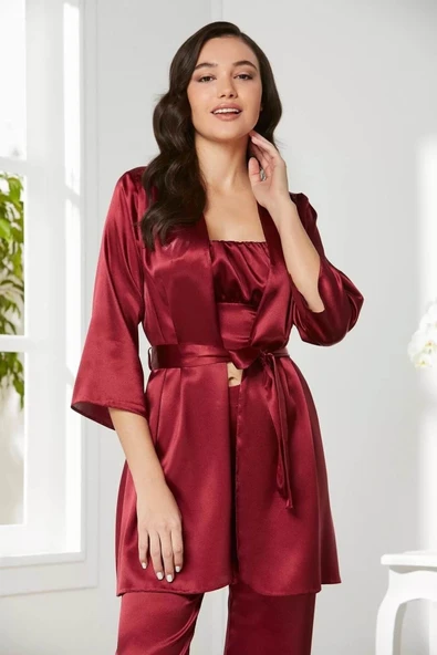 Pierre Cardin Kadife Saten 3'lü Pijama Takım 2075