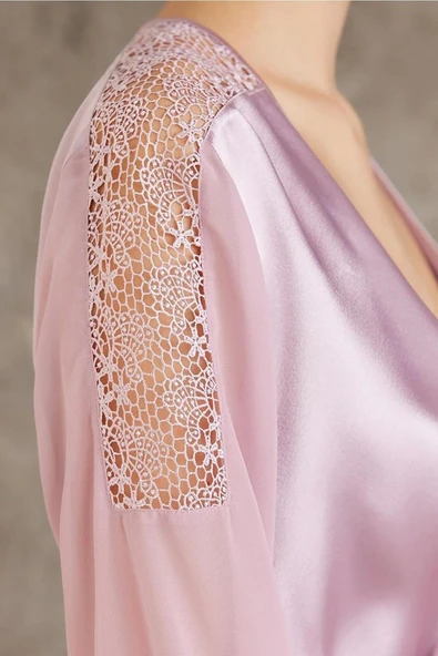 Pierre Cardin Saten Gecelik Sabahlık Pijama Şort 6'lı Gelin Çeyiz Seti Rose6005 - 3