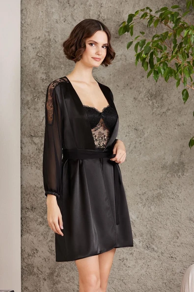 Pierre Cardin Saten Gecelik Sabahlık Pijama Şort 6'lı Gelin Çeyiz Seti 6005