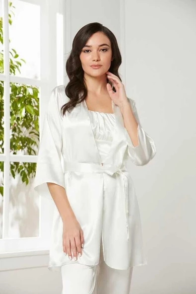 Pierre Cardin Kadife Saten 3'lü Pijama Takım 2075 - 2