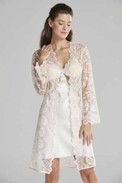 Pierre Cardin İnci 6'lı Kaplı Midi Gecelik Sabahlık Set 6225 - 2