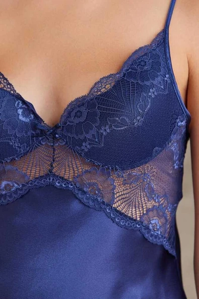 Pierre Cardin Saten Lacivert Dörtlü Gelin Çeyiz Seti 7035 - 3