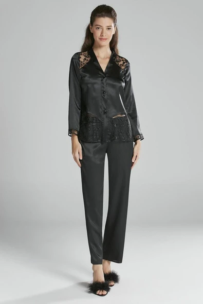 Pierre Cardin Siyah 6'lı Kaplı Midi Gecelik Sabahlık Set 6225 - 7