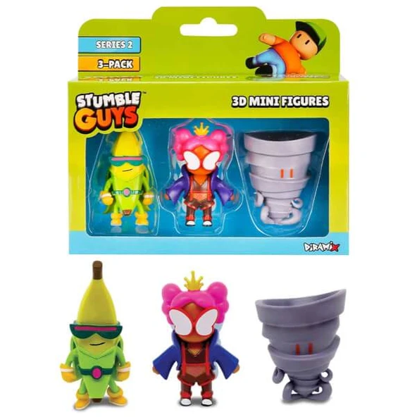 Stumble Guys 3’lü Mini Figür Seti S2 TUY15000 Super Banana-Fly Kween-Twister