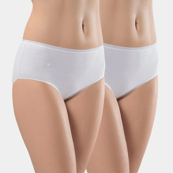 Türen Kadın Ribanalı Dikişsiz 2'li Pamuklu Bikini Külot 234/Beyaz