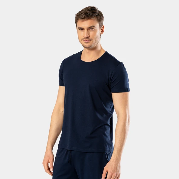Cacharel Erkek Bisiklet Yaka T-Shirt (Slim Fit) 2169/Lacivert - 2