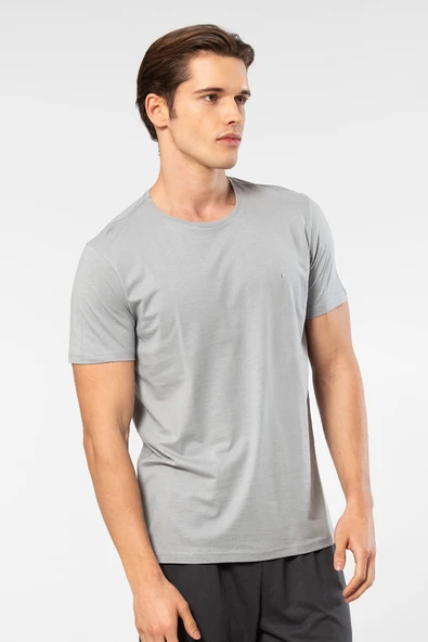 Cacharel Erkek Bisiklet Yaka T-Shirt (Slim Fit) 2169/Gri