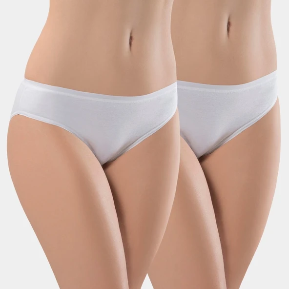 Türen Kadın Biyeli Dikişsiz 2'li Pamuklu Bikini Külot 270/Beyaz