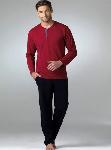 Pierre Cardin Erkek Pijama Takımı 5454 Bordo