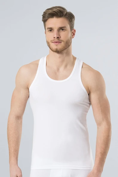 Türen Erkek Halter Yaka Likralı Spor Atlet 171/Beyaz - 3