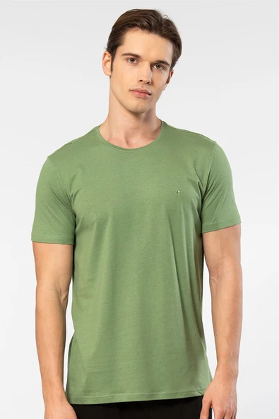Cacharel Erkek Bisiklet Yaka T-shirt 2169/Yeşil - 2