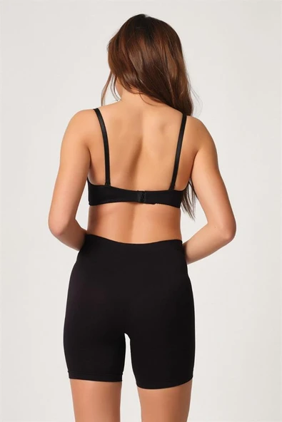Emay Siyah Dikişsiz Soft Kadın Paçalı Boxer 3003 - 3
