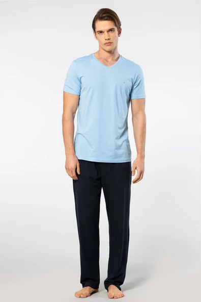 Cacharel 2192/Açık Mavi Erkek Kısa Kollu Modal Pijama Takımı - 3